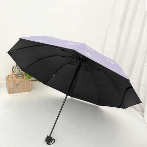 Manual Sun & Rainproof Black Coating Umbrella