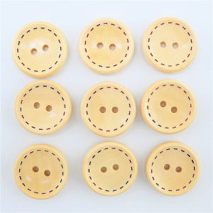 Dotted Wooden Button round 2-Eye Sweater Childrens Clothing Buckle Laser Wood Color Open Lining Doll Handmade Retro Button