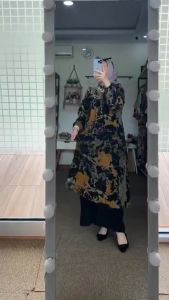 setelan long tunik wanita nadira set long tunik setelan kulot wanita oneset wanita kekinian