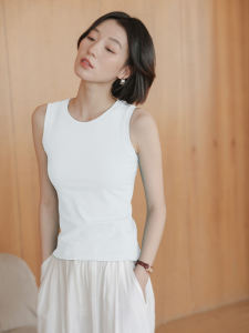 เสื้อกล้ามผ้าไหมน้ําแข็งสําหรับผู้หญิงฤดูร้อนกลางแจ้งเสื้อกล้ามสแปนเด็กซ์สีขาวพร้อมดีไซน์แขนกุดและเสื้อกล้ามด้านในเพื่อการระบายอากาศและน้ําหนักเบา