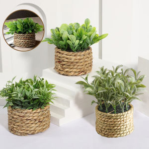 Grass Woven Fake Potted Plant Simulated Green Plant Decoration Artificial Plants Eucalyptus Living Room Office Home Decoration