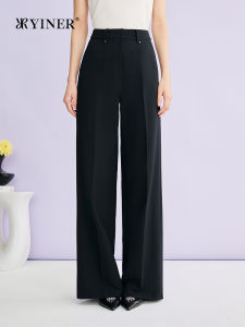 Summer Elegant Business Casual Drapey Texture Straight Wide Leg Pants