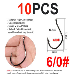 10/20PCS High Carbon Steel Catfish Hook Offset Barbed Sea Bass Fishing Hooks 3/0 2/0 1/0 6 8 V Shape Hook
