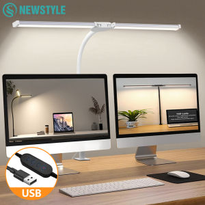 Đèn Bàn Kẹp LED Một Đầu Đôi Có Thể Điều Chỉnh Độ Sáng Đèn Màn Hình Máy Tính Kiểu Dáng Hiện Đại Đèn Kiến Trúc Sư Cho Văn Phòng Đọc Sách