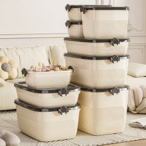 Large Capacity Storage Bins with Latching Lids - Stackable Plastic Organizer Box for Toys/Clothes/Snacks Durable & Shatterproof Multi-Size Containers for Home/Kids Room