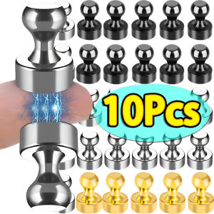 10PCS Magnetic Pushpin Hook Mini Thumbtack Hooks Neodymium ron Boron Thumbtack Storage Hooks for Refrigerator Whiteboard Hanger Magnet Push Pin Kitchen Home Pegs