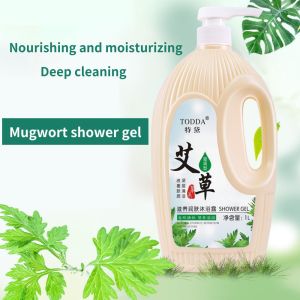 Artemisia Essence Refreshing and Elastic Body Wash 1L - Large Volume Family Size Gentle Cleansing Anti-Mite Itch Relief Acne Treatment Pore Contraction