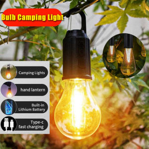 Outdoor Camping Light led Retro Lighting Bulb Waterproof Portable Spherical Charging Atmosphere Light Tent Camp USB Rechargeable Emergency Work Light
