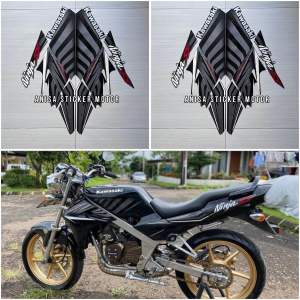 STIKER STRIPING MOTOR KAWASAKI NINJA SS 2014 SEBRA HITAM SILVER