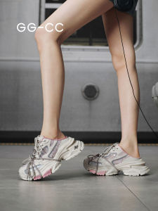 รองเท้าแตะพื้นหนาสไตล์พ่อสำหรับผู้หญิงในช่วงฤดูร้อนปี 2025 รองเท้าแตะแบบครึ่งนิ้วแบบลำลอง พื้นรองเท้า TPU ทรงหัวแหลม