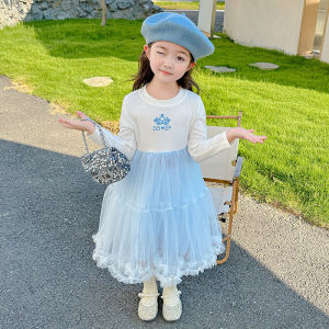 Princess Style Girls Autumn Dress Set Casual Fashionable Childrens Clothing Two-Piece Suit with Sweater And Skirt