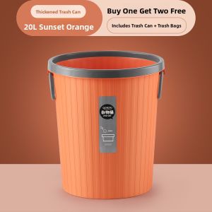 Creative Household 20 Boost Ring Trash Can without Lid Large 20L Large Capacity Kitchen Living Room Bedroom Bathroom KTV