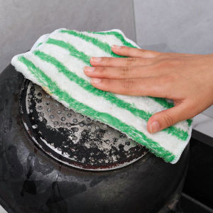 【On Sale】5Pcs เครื่องมือทำความสะอาดผ้าเช็ดตัวครัวผ้าเช็ดจาน Serat Bambu