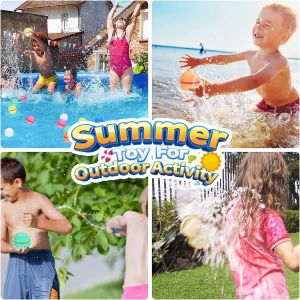 6/8 Pcs/Pack Reusable Water Balloons Quick Fill Soft Silicone Self Sealing Water Balls Outdoor Water Toys for Outdoor Summer Fun Party Kids Play Songkran festival day Gift
