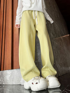 Fashionable Heavy-Duty Womens Casual Pants Spring 2025 Drawstring Design Straight Leg Long Trousers Simple Commute Style Diamond Embellished