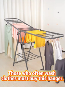 Happihaus Foldable Clothes Drying Rack Heavy Duty Windproof Floor Indoor Outdoor Metal Laundry Rack