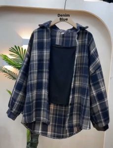 Korean Style Lazy Loose Thickened Plaid Coat Casual Versatile Autumn Winter New Arrival Womens Shirt Warm Long Sleeve Polo Collar