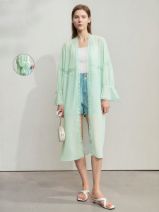 AMII | Summer Vacation Style Adjustable Strap Lace Splicing Lightweight Blouse