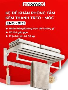 Kệ treo nhà tắm Enomax dán tường treo khăn tắm quần áo đồ dùng phong tắm. Chất liệu nhôm không hàng không cao cấp