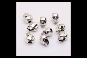 10pcs Punk Style Stainless Steel Skull Beads For Jewelry Making Halloween Black Skeleton Beads Diy Necklace Bracelet Supplies