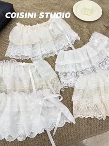 White Lace Trimmed Tiered Skirt