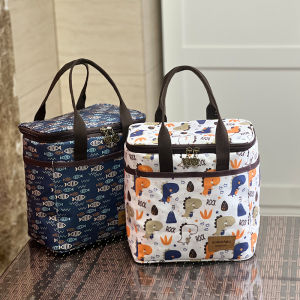 Thickened round Lunch Box Bag Insulated Handheld Bento Bag Cartoon Japanese Style Family Storage Bag for Office Workers And Students