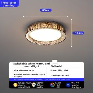 LAIDENG | Luxury Crystal Ceiling Light Modern Simple Round Bedroom
