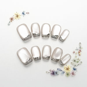 Handmade Wearable Nail Art 2025 New Style Moisture Cats Eye Diamond French Gentle Luxury Versatile High-End Feeling Nail Art 661