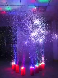 เครื่องฟองดอกไม้ไฟ ของเล่นเครื่องฟอง ของเล่นเด็ก  มีเสียง ไฟ LED หลากสี เครื่องทําฟองสบู่ 12หลุม รูปดอกไม้ไฟ