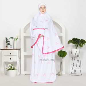 mukena dewasa coquette bordir cantik pita ribbon katun micro premium mukenah mewah