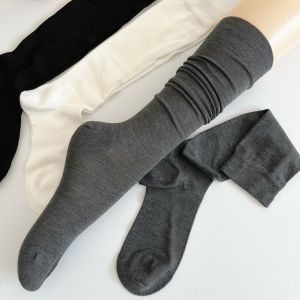 พรางหุ่น เลกกิ้ง ผู้หญิง ถุงเท้าถึงกลางน่อง ถุงเท้า ฤดูใบไม้ผลิ ฤดูร้อน บาง ผ้าฝ้าย สีดำ บล็อกสีเทาขาว สไตล์เกาหลี ถุงเท้าสวมใส่ในบ้าน