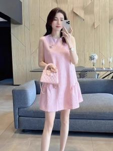 Elegant Pink Sleeveless A-Line Dress French Style Summer 2025 New Luxury Feel Unique Personality Womens Dress Short Skirt