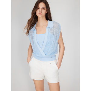 ELLE2025 Hollow out Knitted Sweater Womens Sleeveless Thin Style Winter New Arrival French High-End Commute Fashion