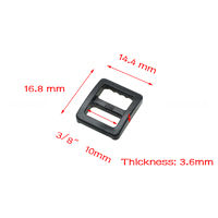 10pcs/pack Plastic Slider Tri Glide Adjust Buckles Belt Buckle Backpack Straps Webbing 10/16/20/25/32/38mm Wider Style  Black