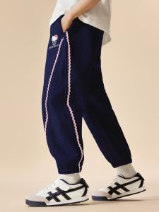 Quần Thể Thao Lót Lông Cừu HelloKitty Thời Trang Cho Bé Gái Mùa Thu Đông Quần Dài Cotton Polyester Co Giãn Thoải Mái