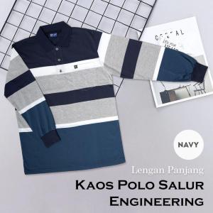 Liso wear - Kaos Kerah Pria Motif Stripe Salur Engineering Saku Dewasa Lengan Panjang 7881 - Bahan Adem TC, Jahitan Rapi (XXL)