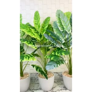 Pohon Hias Daun Musa Florida X18 Semi Latex Artificial Pot Melamine Putih Tanaman Imitasi Dekorasi Ruangan Rumah Aesthetic