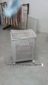 Laundry Basket Keranjang Lipat Serbaguna Tempat Baju Pakaian Kotor Dengan Roda