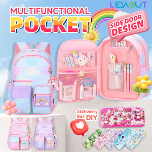 Leiao UT【🔥READY STOCK🔥】Tas Ransel Sekolah Anak Perempuan Rainbow Tas Ransel Sekolahnak Perempuan Rainbow Model Kulkas Kids School Backpack Tas Anak TK / SD