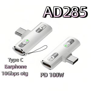 2IN1 Metal USB C Adapter OTG 10Gbps Data Transfer PD 100W Fast Charging Converter For 3.5MM USB-C Earphone Laptop Phone Notebook