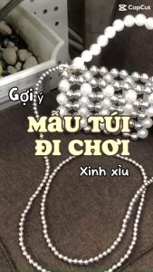 Túi Xách vuông cầm tay hạt inox kết hợp hạt nhựa ABS