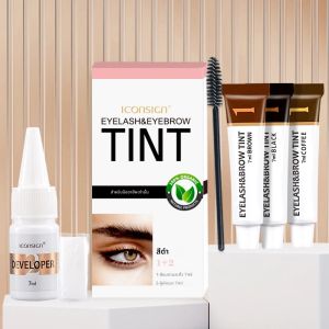 ICONSIGN Eyebrow Tint Dye Eyelash Tint Professional Eyebrow Dye กันน้ํายาวนานสีน้ําตาล Eyebrow Brow Kit กึ่งถาวร