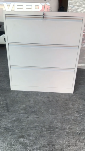 3 drawers lateral steel filling cabinet light gray color(NOT ASSEMBLED 101*90*45CM)