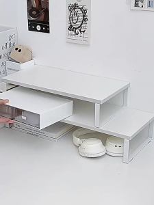 ⭐ Ergonomic Laptop Stand 💻 Strong Wooden Monitor Stand Riser 🪵 Computer Screen Heightening Platform Desktop Organizer Shelf Keyboard Storage Rack Space Saving Desk Setup Workspace Table Stand for Office Home Study Desk Accessories