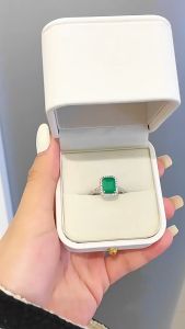 Chard Wake Cincin Wanita Green Gem Fashion Elegan Adjustable Size Berlian Sertifikat GRA Cincin Cewek Rings
