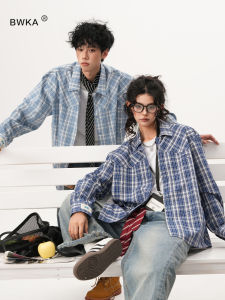 BWKA | Cuban Collar Loose Fitting Plaid Shirt