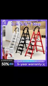 3/4/5/6 Step Ladder Foldable aluminum heavy duty Hagdanan Telescopic for home Step ladder Folding portable Hagdan Stair Ladder 10 Foot Step Ladder - Lazada