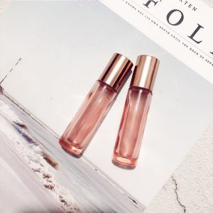 5ML 10ML Essential Oil Glass Bottles With Steel Roller Balls Perfume Bottles Roll On Bottles Vials Travel Rose Pink Bottle