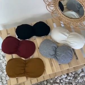 Strapless Bras Women Summer Thin Cup Breathable Gathered Lingerie Cross Straps Back Wireless Bra Underwear