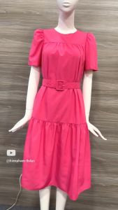 [Voucher 15% MOV 199K cap 100K  Đầm suông tiểu thư ngắn tay dáng midi HeraDG thiết kế kèm dây đai eo rời phù hợp đi làm đi chơi SDPBC1165